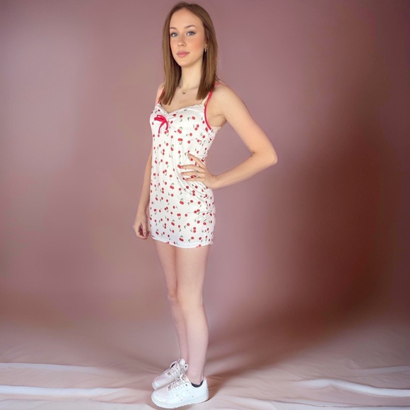 NEW Cherry print dress white dress mini dress cute dresses sexy dresses summer - Picture 3 of 3